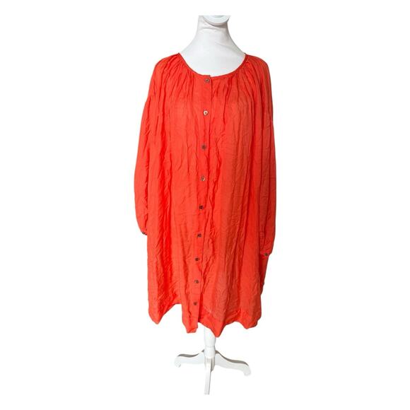 Jim Thompson Coral Kaftan Midi Dress Beach Cover Up Size XXL - Picture 2 of 12